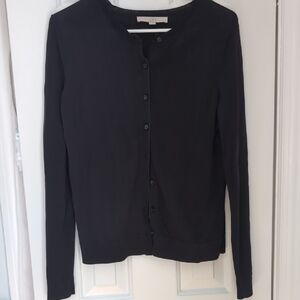 LOFT Classic Black Button-Up Cardigan